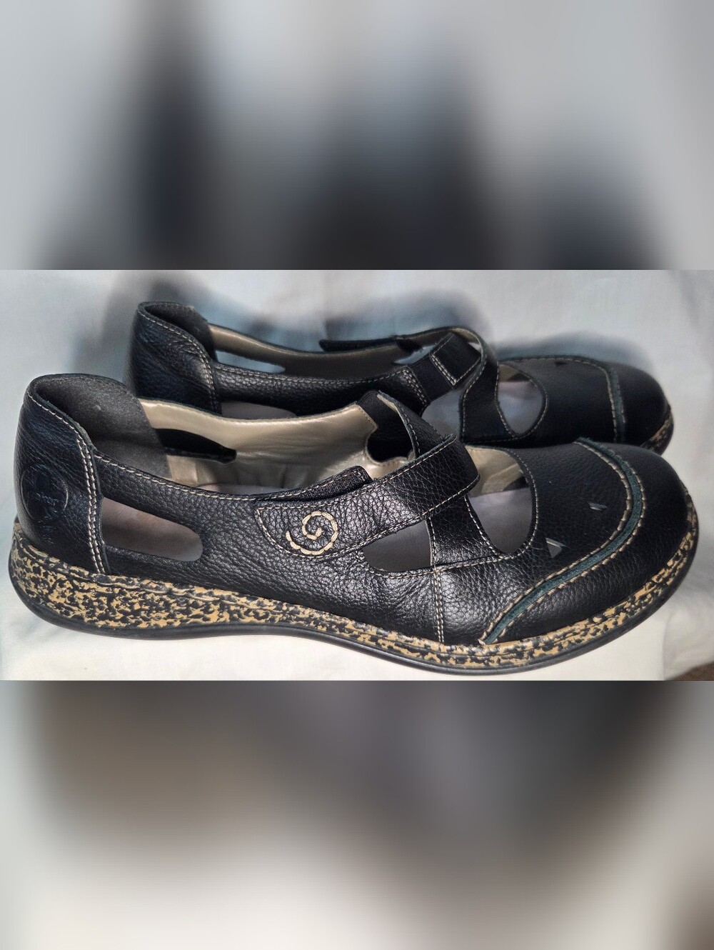 Rieker Antistress Daisy Womens Black Leather Slip On MaryJane Flats Sz 11/EU 42 - Picture 9 of 9